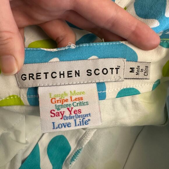 Gretchen Scott Pants Medium M Leaf Print Resort Wear Cotton Summer Vacation - Picture 2 of 9